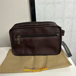 Claire Chase leather,hanging travel Case w/ dust bag. NWT.
